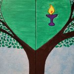 Centre heart painted and Unitarian chalice added
